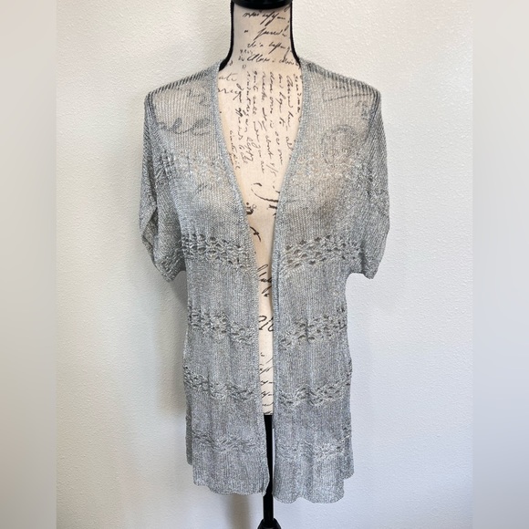 Chico's Sweaters - Chico’s NWT Silver Glitz Cardigan Sweater Size L